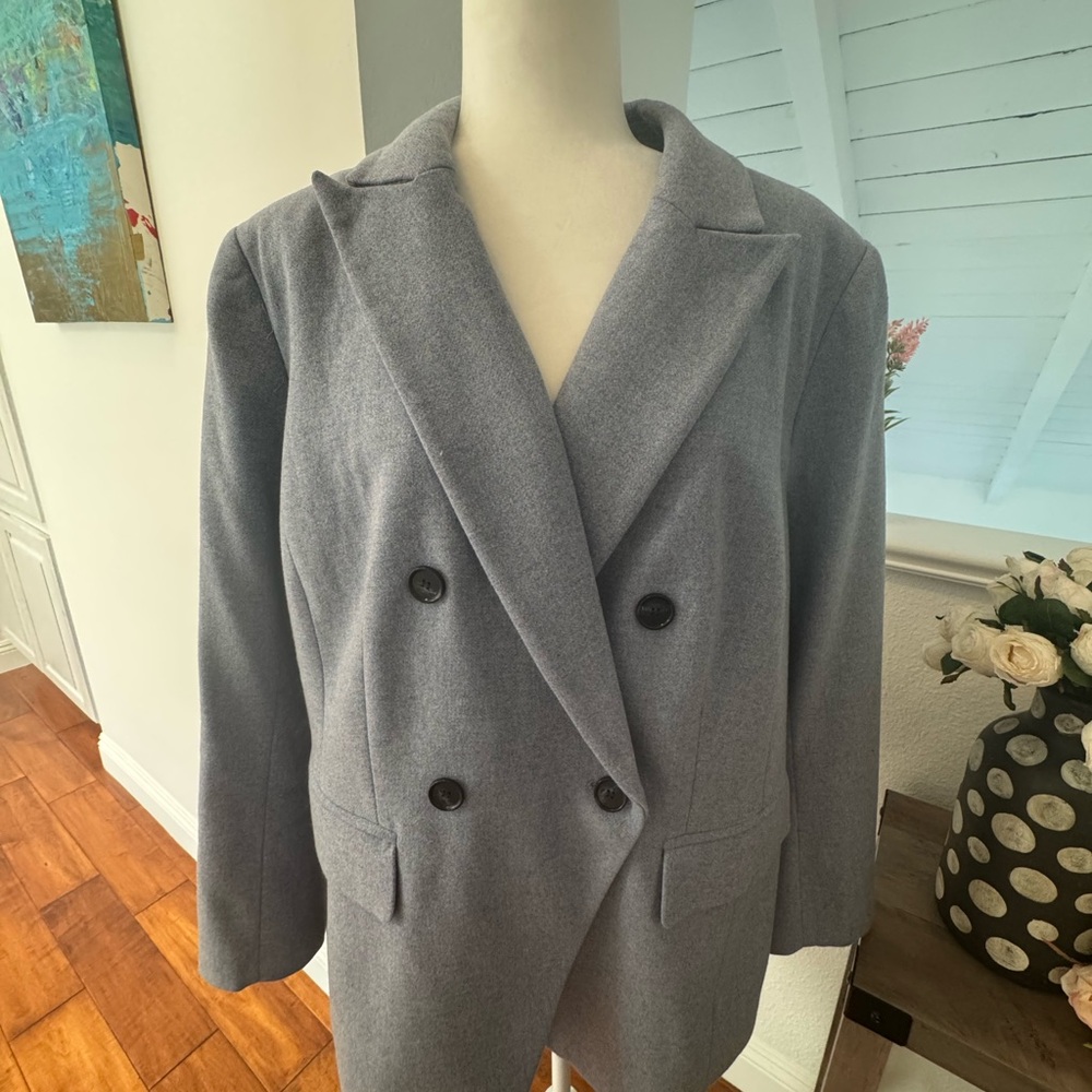 LOFT Light Blue Blazer with Notched Lapels and Relaxed Fit